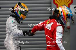 Lewis Hamilton (GBR) Mercedes AMG F1 and Fernando Alonso (ESP) Ferrari F138. 25.08.2013. Formula 1 World Championship, Rd 11, Belgian Grand Prix, Spa Francorchamps, Belgium, Race Day.