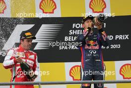 Fernando Alonso (ESP), Scuderia Ferrari, Sebastian Vettel (GER), Red Bull Racing 25.08.2013. Formula 1 World Championship, Rd 11, Belgian Grand Prix, Spa Francorchamps, Belgium, Race Day.