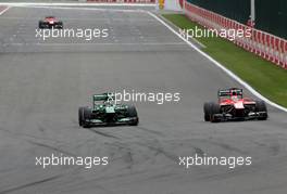 Charles Pic (FRA), Catheram Formula One Team and Jules Bianchi (FRA), Marussia Formula One Team   25.08.2013. Formula 1 World Championship, Rd 11, Belgian Grand Prix, Spa Francorchamps, Belgium, Race Day.