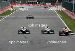 Valtteri Bottas (FIN), Williams F1 Team and Adrian Sutil (GER), Sahara Force India F1 Team   25.08.2013. Formula 1 World Championship, Rd 11, Belgian Grand Prix, Spa Francorchamps, Belgium, Race Day.