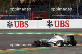 Lewis Hamilton (GBR) Mercedes AMG F1 W04 spins at the chicane. 24.08.2013. Formula 1 World Championship, Rd 11, Belgian Grand Prix, Spa Francorchamps, Belgium, Qualifying Day.