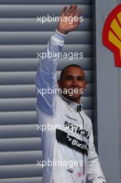 Pole for Lewis Hamilton (GBR) Mercedes AMG F1. 24.08.2013. Formula 1 World Championship, Rd 11, Belgian Grand Prix, Spa Francorchamps, Belgium, Qualifying Day.