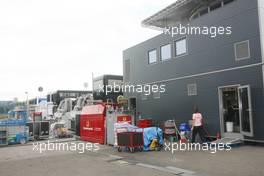 The scene behind the motorhomes in the paddock. 24.08.2013. Formula 1 World Championship, Rd 11, Belgian Grand Prix, Spa Francorchamps, Belgium, Qualifying Day.