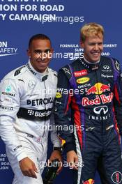 Pole for Lewis Hamilton (GBR) Mercedes AMG F1, 2nd for Sebastian Vettel (GER) Red Bull Racing. 24.08.2013. Formula 1 World Championship, Rd 11, Belgian Grand Prix, Spa Francorchamps, Belgium, Qualifying Day.
