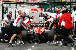 Max Chilton (GBR) Marussia F1 Team MR02 practices a pit stop. 24.08.2013. Formula 1 World Championship, Rd 11, Belgian Grand Prix, Spa Francorchamps, Belgium, Qualifying Day.