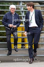 (L to R): Bernie Ecclestone (GBR) CEO Formula One Group (FOM) with Sebastien de Chaunac (FRA) Rolex. 24.08.2013. Formula 1 World Championship, Rd 11, Belgian Grand Prix, Spa Francorchamps, Belgium, Qualifying Day.