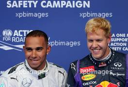 Lewis Hamilton (GBR), Mercedes Grand Prix and Sebastian Vettel (GER), Red Bull Racing  24.08.2013. Formula 1 World Championship, Rd 11, Belgian Grand Prix, Spa Francorchamps, Belgium, Qualifying Day.