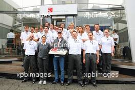 Nico Hulkenberg (GER) Sauber celebrates his 50th GP with the team. 24.08.2013. Formula 1 World Championship, Rd 11, Belgian Grand Prix, Spa Francorchamps, Belgium, Qualifying Day.