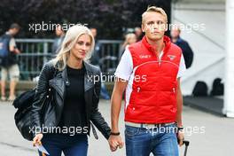 Max Chilton (GBR) Marussia F1 Team with his girlfriend Chloe Roberts (GBR). 24.08.2013. Formula 1 World Championship, Rd 11, Belgian Grand Prix, Spa Francorchamps, Belgium, Qualifying Day.