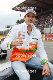 Adrian Sutil (GER) Sahara Force India F1 on the drivers parade. 25.08.2013. Formula 1 World Championship, Rd 11, Belgian Grand Prix, Spa Francorchamps, Belgium, Race Day.