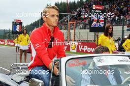 Max Chilton (GBR) Marussia F1 Team on the drivers parade. 25.08.2013. Formula 1 World Championship, Rd 11, Belgian Grand Prix, Spa Francorchamps, Belgium, Race Day.