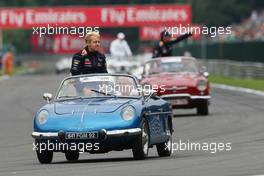 Sebastian Vettel (GER) Red Bull Racing on the drivers parade. 25.08.2013. Formula 1 World Championship, Rd 11, Belgian Grand Prix, Spa Francorchamps, Belgium, Race Day.