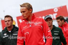 Max Chilton (GBR) Marussia F1 Team on the drivers parade. 25.08.2013. Formula 1 World Championship, Rd 11, Belgian Grand Prix, Spa Francorchamps, Belgium, Race Day.