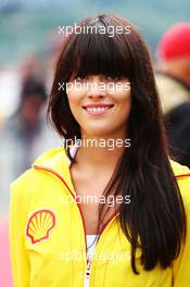 Grid girl. 25.08.2013. Formula 1 World Championship, Rd 11, Belgian Grand Prix, Spa Francorchamps, Belgium, Race Day.