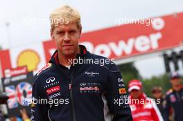 Sebastian Vettel (GER) Red Bull Racing on the drivers parade. 25.08.2013. Formula 1 World Championship, Rd 11, Belgian Grand Prix, Spa Francorchamps, Belgium, Race Day.