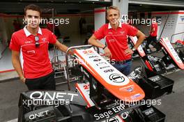 (L to R): Jules Bianchi (FRA) Marussia F1 Team and team mate Max Chilton (GBR) Marussia F1 Team. 22.08.2013. Formula 1 World Championship, Rd 11, Belgian Grand Prix, Spa Francorchamps, Belgium, Preparation Day.