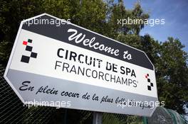 A welcome to the Spa Francorchamps circuit sign. 22.08.2013. Formula 1 World Championship, Rd 11, Belgian Grand Prix, Spa Francorchamps, Belgium, Preparation Day.