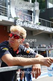 Sebastian Vettel (GER) Red Bull Racing.  22.08.2013. Formula 1 World Championship, Rd 11, Belgian Grand Prix, Spa Francorchamps, Belgium, Preparation Day.