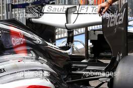 Sauber C32 rear wing detail. 22.08.2013. Formula 1 World Championship, Rd 11, Belgian Grand Prix, Spa Francorchamps, Belgium, Preparation Day.