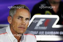 Martin Whitmarsh (GBR) McLaren Chief Executive Officer in the FIA Press Conference. 19.04.2013. Formula 1 World Championship, Rd 4, Bahrain Grand Prix, Sakhir, Bahrain, Practice Day