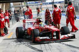 Felipe Massa (BRA) Ferrari F138 leaves the pits. 19.04.2013. Formula 1 World Championship, Rd 4, Bahrain Grand Prix, Sakhir, Bahrain, Practice Day