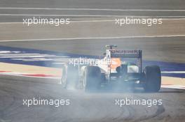 Adrian Sutil (GER) Sahara Force India VJM06 locks up under braking. 19.04.2013. Formula 1 World Championship, Rd 4, Bahrain Grand Prix, Sakhir, Bahrain, Practice Day