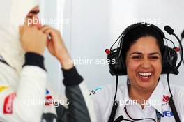 Monisha Kaltenborn (AUT) Sauber Team Principal and Esteban Gutierrez (MEX) Sauber (Left). 19.04.2013. Formula 1 World Championship, Rd 4, Bahrain Grand Prix, Sakhir, Bahrain, Practice Day