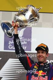 1st place Sebastian Vettel (GER) Red Bull Racing. 21.04.2013. Formula 1 World Championship, Rd 4, Bahrain Grand Prix, Sakhir, Bahrain, Race Day