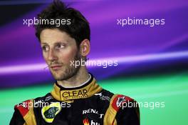 Third placed Romain Grosjean (FRA) Lotus F1 Team in the FIA Press Conference. 21.04.2013. Formula 1 World Championship, Rd 4, Bahrain Grand Prix, Sakhir, Bahrain, Race Day