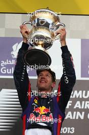 1st place Sebastian Vettel (GER) Red Bull Racing. 21.04.2013. Formula 1 World Championship, Rd 4, Bahrain Grand Prix, Sakhir, Bahrain, Race Day