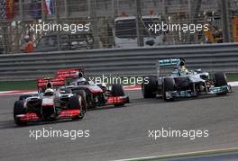 Sergio Perez (MEX), McLaren Mercedes and Jenson Button (GBR), McLaren Mercedes  21.04.2013. Formula 1 World Championship, Rd 4, Bahrain Grand Prix, Sakhir, Bahrain, Race Day