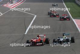 Felipe Massa (BRA), Scuderia Ferrari and Nico Rosberg (GER), Mercedes GP  21.04.2013. Formula 1 World Championship, Rd 4, Bahrain Grand Prix, Sakhir, Bahrain, Race Day