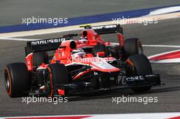 Jules Bianchi (FRA) Marussia F1 Team MR02 leads team mate Max Chilton (GBR) Marussia F1 Team MR02. 21.04.2013. Formula 1 World Championship, Rd 4, Bahrain Grand Prix, Sakhir, Bahrain, Race Day