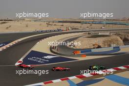 Jules Bianchi (FRA) Marussia F1 Team MR02 and Max Chilton (GBR) Marussia F1 Team MR02. 21.04.2013. Formula 1 World Championship, Rd 4, Bahrain Grand Prix, Sakhir, Bahrain, Race Day