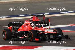 Jules Bianchi (FRA) Marussia F1 Team MR02 leads Max Chilton (GBR) Marussia F1 Team MR02. 21.04.2013. Formula 1 World Championship, Rd 4, Bahrain Grand Prix, Sakhir, Bahrain, Race Day