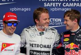 Fernando Alonso (ESP), Scuderia Ferrari, Nico Rosberg (GER), Mercedes GP and Sebastian Vettel (GER), Red Bull Racing  20.04.2013. Formula 1 World Championship, Rd 4, Bahrain Grand Prix, Sakhir, Bahrain, Qualifying Day