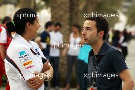 (L to R): Monisha Kaltenborn (AUT) Sauber Team Principal with Nicolas Todt (FRA) Driver Manager. 20.04.2013. Formula 1 World Championship, Rd 4, Bahrain Grand Prix, Sakhir, Bahrain, Qualifying Day