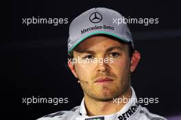Pole sitter Nico Rosberg (GER) Mercedes AMG F1 in the FIA Press Conference. 20.04.2013. Formula 1 World Championship, Rd 4, Bahrain Grand Prix, Sakhir, Bahrain, Qualifying Day