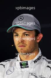 Pole sitter Nico Rosberg (GER) Mercedes AMG F1 in the FIA Press Conference. 20.04.2013. Formula 1 World Championship, Rd 4, Bahrain Grand Prix, Sakhir, Bahrain, Qualifying Day