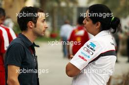 (L to R): Nicolas Todt (FRA) Driver Manager with Monisha Kaltenborn (AUT) Sauber Team Principal. 20.04.2013. Formula 1 World Championship, Rd 4, Bahrain Grand Prix, Sakhir, Bahrain, Qualifying Day