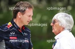 (L to R): Christian Horner (GBR) Red Bull Racing Team Principal with Bernie Ecclestone (GBR) CEO Formula One Group (FOM). 21.04.2013. Formula 1 World Championship, Rd 4, Bahrain Grand Prix, Sakhir, Bahrain, Race Day