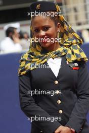 Grid girl. 21.04.2013. Formula 1 World Championship, Rd 4, Bahrain Grand Prix, Sakhir, Bahrain, Race Day