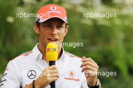Jenson Button (GBR) McLaren. 18.04.2013. Formula 1 World Championship, Rd 4, Bahrain Grand Prix, Sakhir, Bahrain, Preparation Day