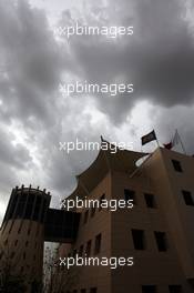 Dark clouds over the paddock. 18.04.2013. Formula 1 World Championship, Rd 4, Bahrain Grand Prix, Sakhir, Bahrain, Preparation Day