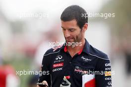Mark Webber (AUS) Red Bull Racing in the FIA Press Conference. 18.04.2013. Formula 1 World Championship, Rd 4, Bahrain Grand Prix, Sakhir, Bahrain, Preparation Day