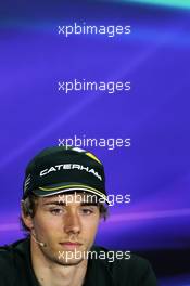 Charles Pic (FRA) Caterham in the FIA Press Conference. 18.04.2013. Formula 1 World Championship, Rd 4, Bahrain Grand Prix, Sakhir, Bahrain, Preparation Day