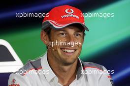 Jenson Button (GBR) McLaren in the FIA Press Conference. 18.04.2013. Formula 1 World Championship, Rd 4, Bahrain Grand Prix, Sakhir, Bahrain, Preparation Day