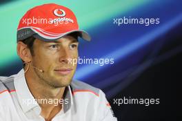 Jenson Button (GBR) McLaren in the FIA Press Conference. 18.04.2013. Formula 1 World Championship, Rd 4, Bahrain Grand Prix, Sakhir, Bahrain, Preparation Day