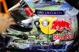 Helmet of Sebastian Vettel (GER), Red Bull Racing  22.11.2013. Formula 1 World Championship, Rd 19, Brazilian Grand Prix, Sao Paulo, Brazil, Practice Day.