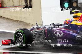 Mark Webber (AUS) Red Bull Racing RB9 running sensor equipment in front of the sidepod. 22.11.2013. Formula 1 World Championship, Rd 19, Brazilian Grand Prix, Sao Paulo, Brazil, Practice Day.